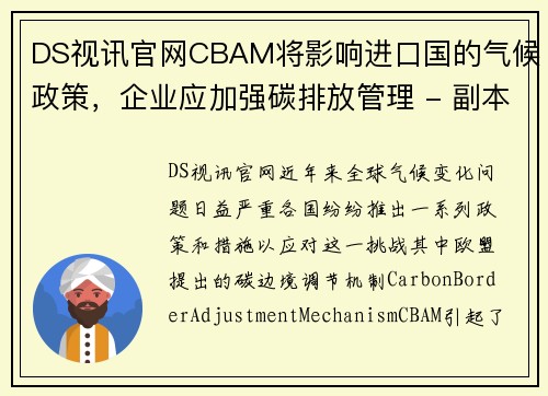 DS视讯官网CBAM将影响进口国的气候政策，企业应加强碳排放管理 - 副本 - 副本